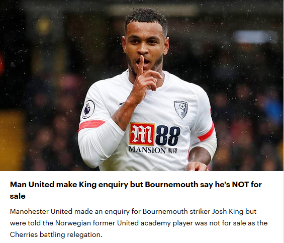 曼联求购约书亚-金遭拒