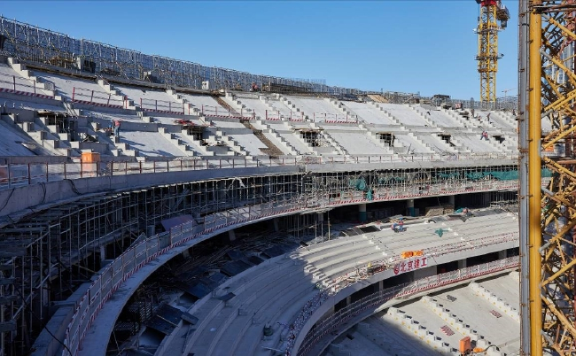 工体改造复建现场，摄于2021年12月
