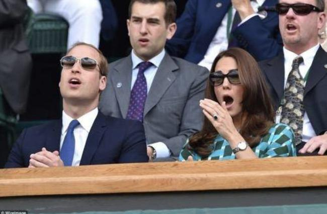 英国威廉王子和凯特王妃现身温网