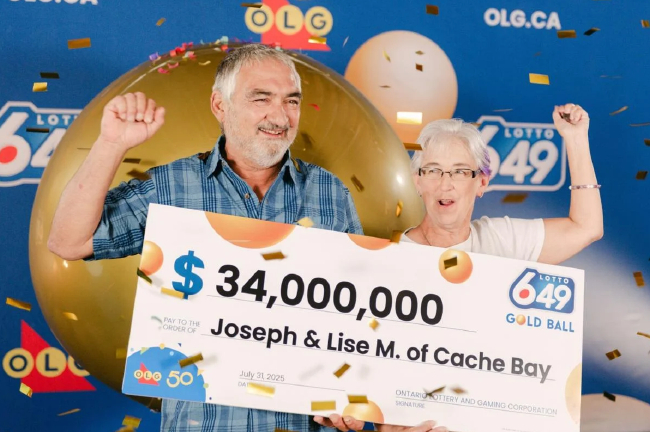 老兩口中1.8億元彩票巨獎(jiǎng)