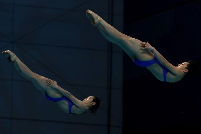 陈艺文/昌雅妮帮助中国跳水梦之队夺得女双3米板世锦赛11连冠，也是在本届世锦赛的第12金