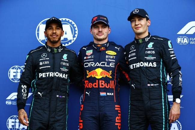 2022年F1墨西哥大奖赛排位赛前三名合影