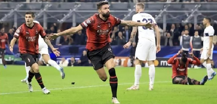 欧冠-莱奥倒钩破门吉鲁制胜 AC米兰2-1大巴黎