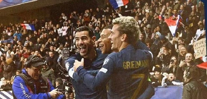 欧预赛-姆巴佩戴帽吉鲁双响 法国14-0直布罗陀