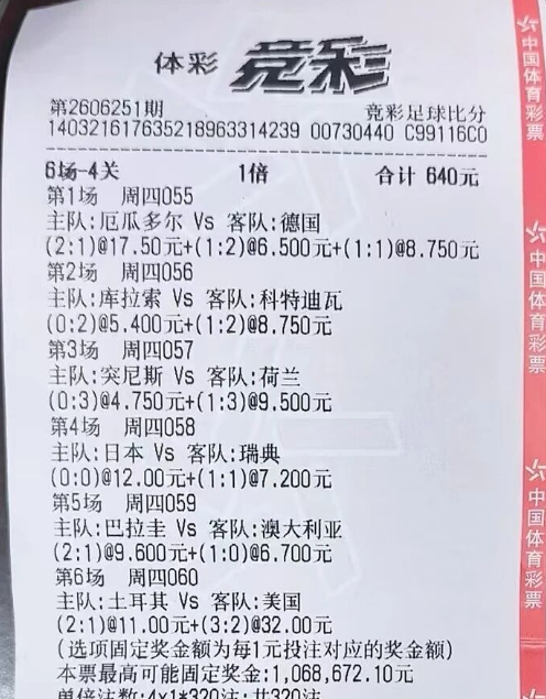 中奖彩票