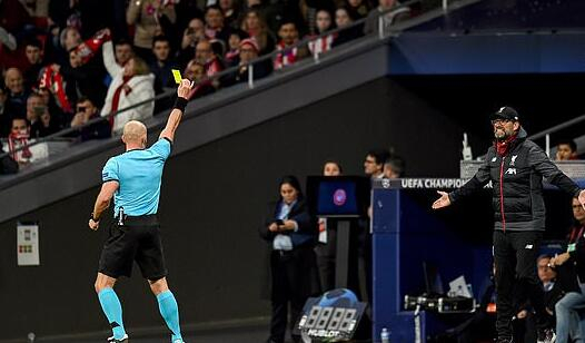 克洛普因抗议吃到黄牌