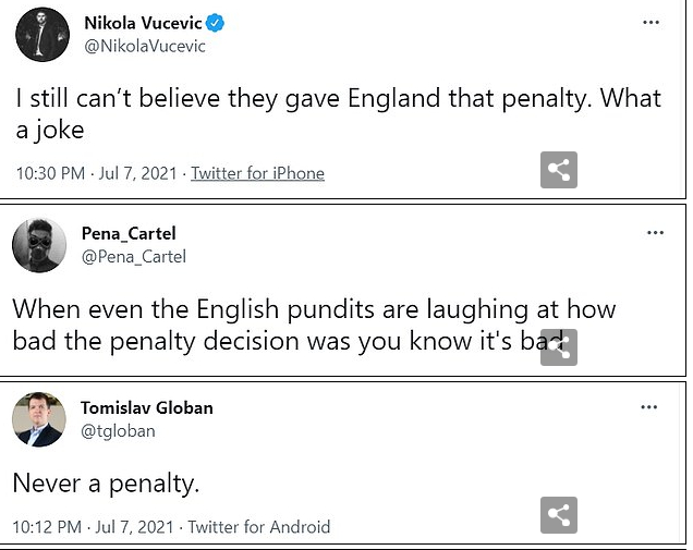 推特上，都是质疑点球的网友