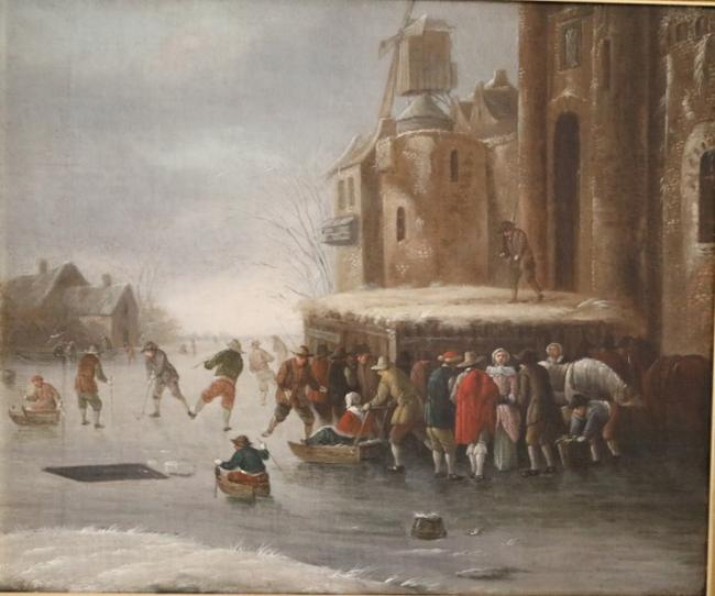 运河上的滑冰者，托马斯•希尔曼斯，c。 1670