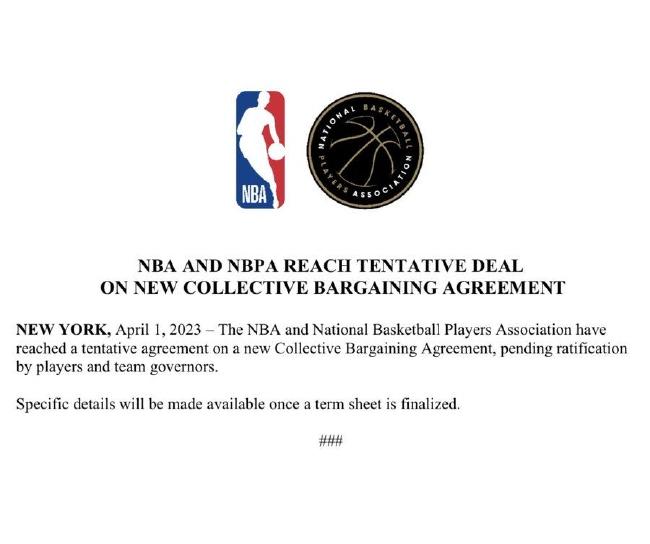 NBA和球员工会达成新劳资协议 更改多项内容