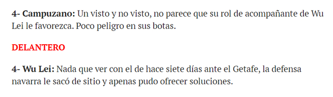 《每日体育报》认为武磊表现不够好
