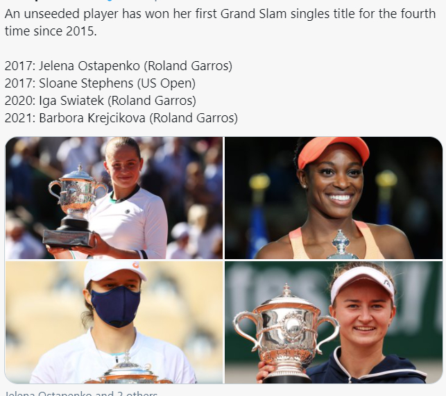 非种子球员的异军突起也证明了WTA女单的乱世还在继续