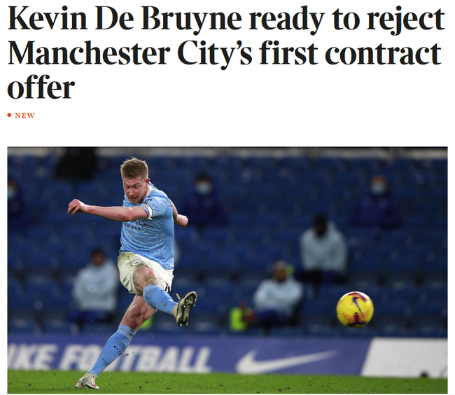 德布劳内拒绝了曼城的第一份续约报价