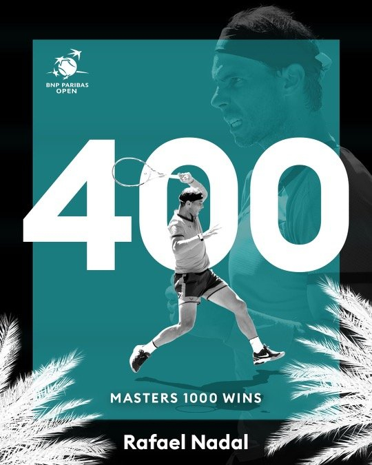 纳达尔成为首位在ATP1000大师赛拿到第400胜的球员