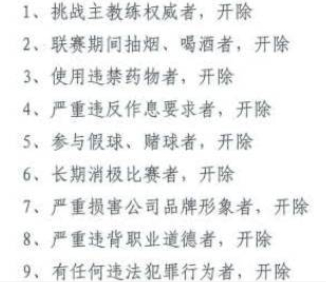 恒大处罚条例中的“九开除”
