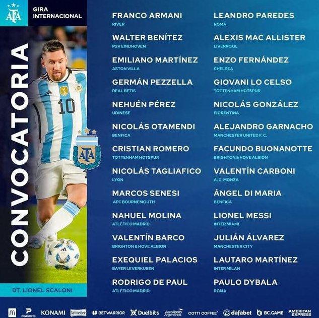 阿根廷国度队最新一期大名单出炉