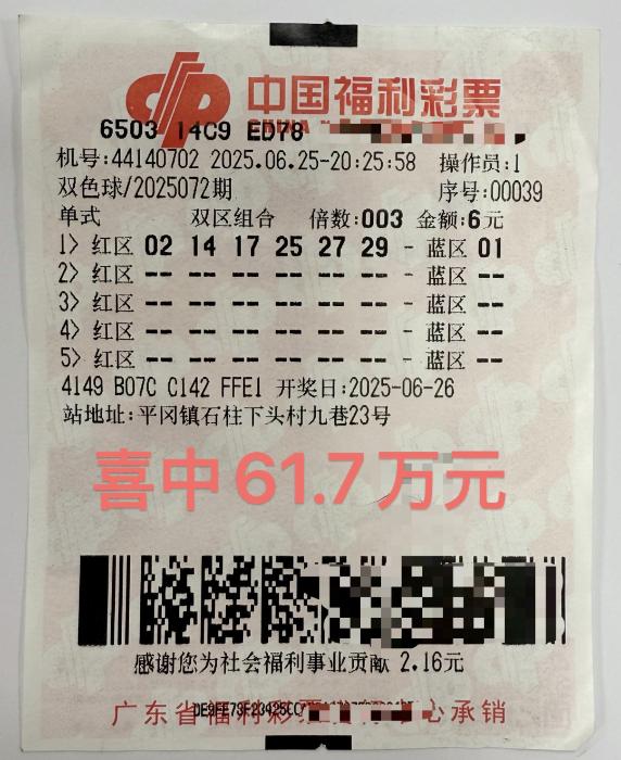 中奖彩票