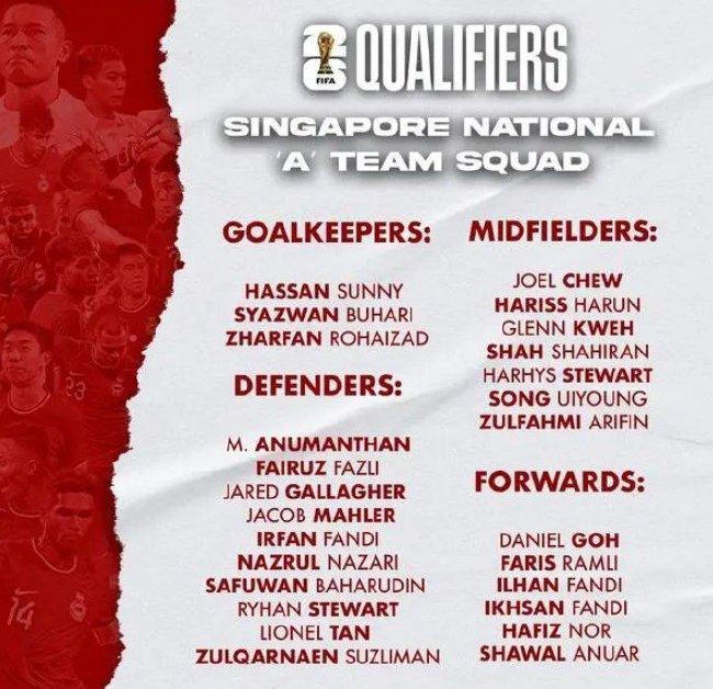 新加坡国度队最新一期大名单出炉