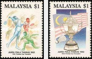 1992年马来西亚《汤姆斯杯夺冠》纪念邮票