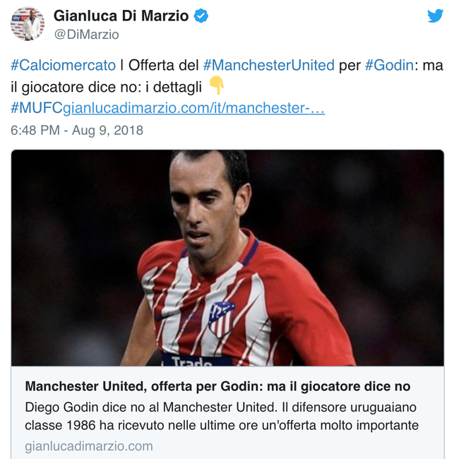 戈丁拒绝曼联邀请