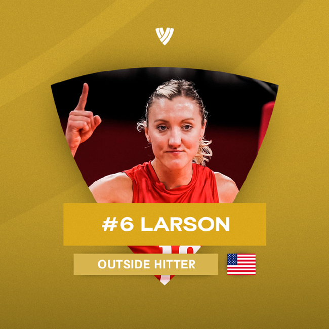 东京奥运MVP得主拉尔森排名第6