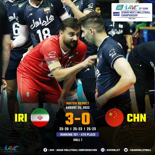 2023年男排亚锦赛中国0-3伊朗无缘决赛 与卡塔尔争季军！