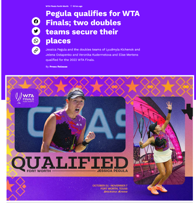 佩古拉确定入围WTA年终总决赛