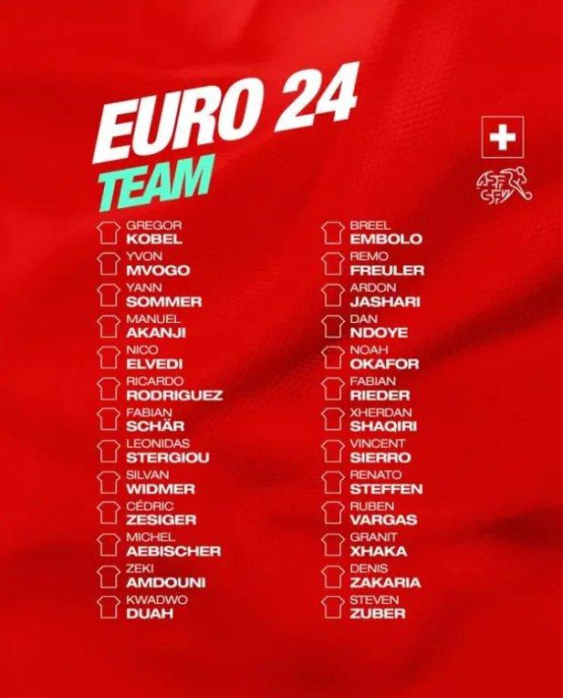 瑞士欧洲杯大名单出炉