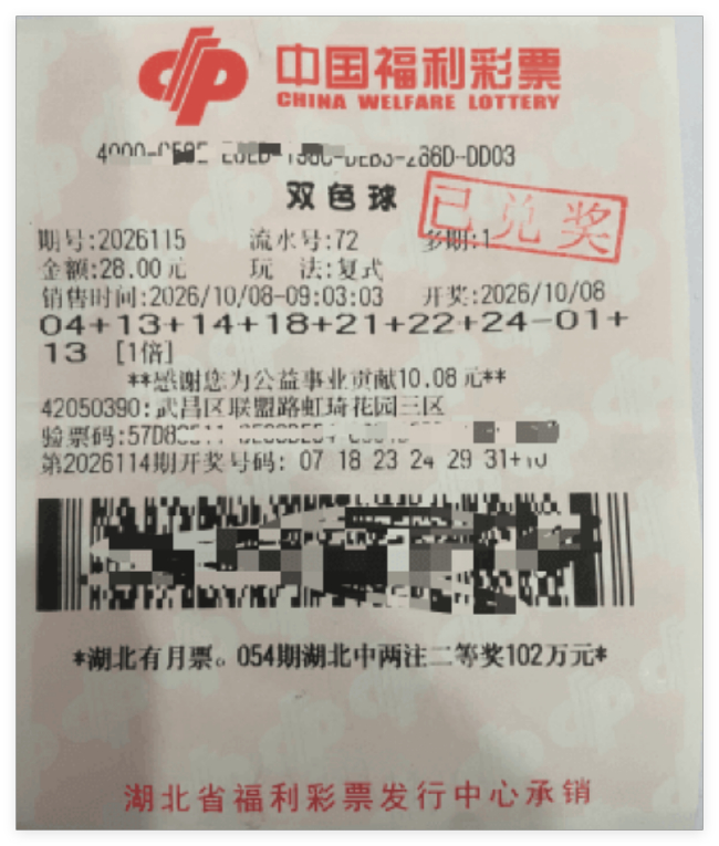 中奖彩票