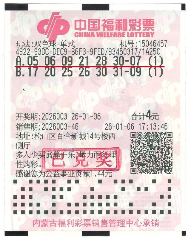 中奖彩票