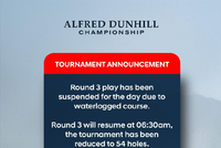 登喜路锦标赛第三日遭遇恶劣天气 缩短为54洞