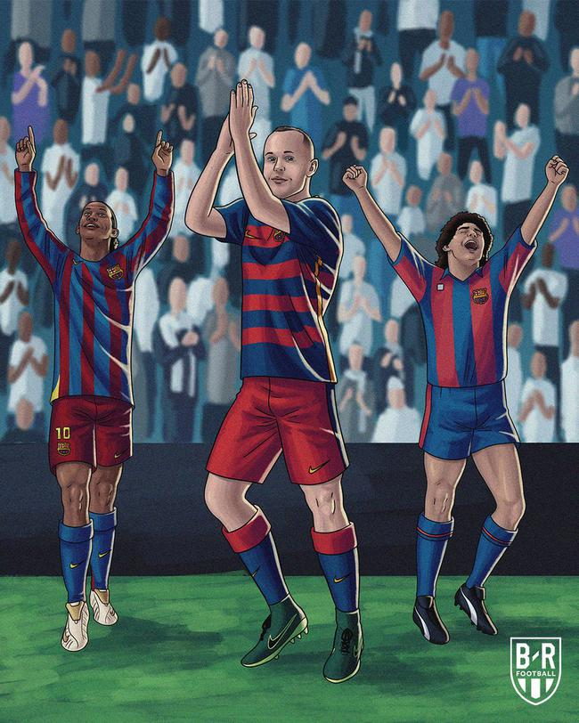 马拉多纳、小罗和伊涅斯塔在伯纳乌赢得掌声