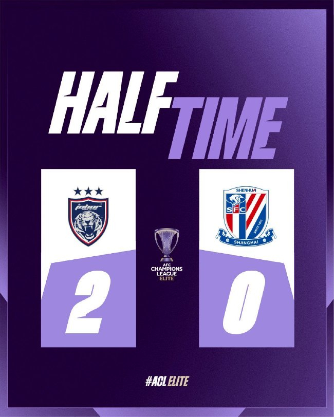 半场-申申花0射正 0-2落后柔佛新山