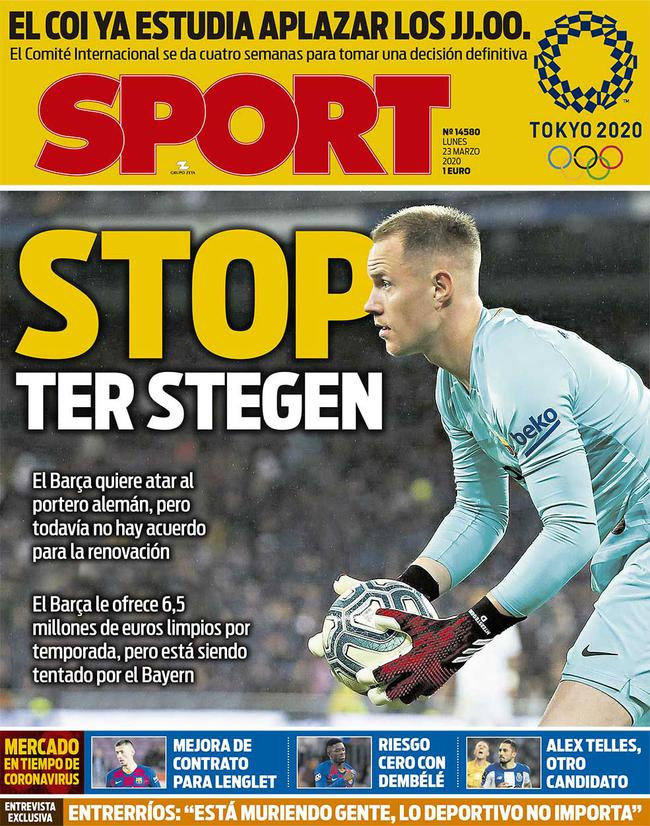 每体封面：特尔施特根续约陷入僵持