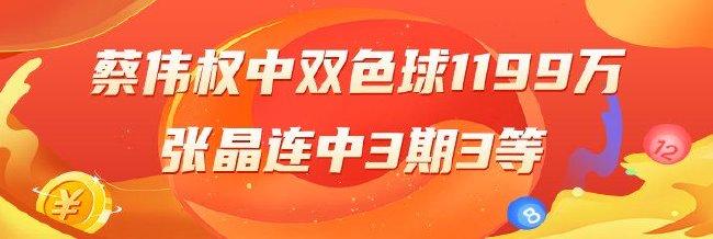 精选双色球专家：蔡伟权中1199万 张晶连中3期3等