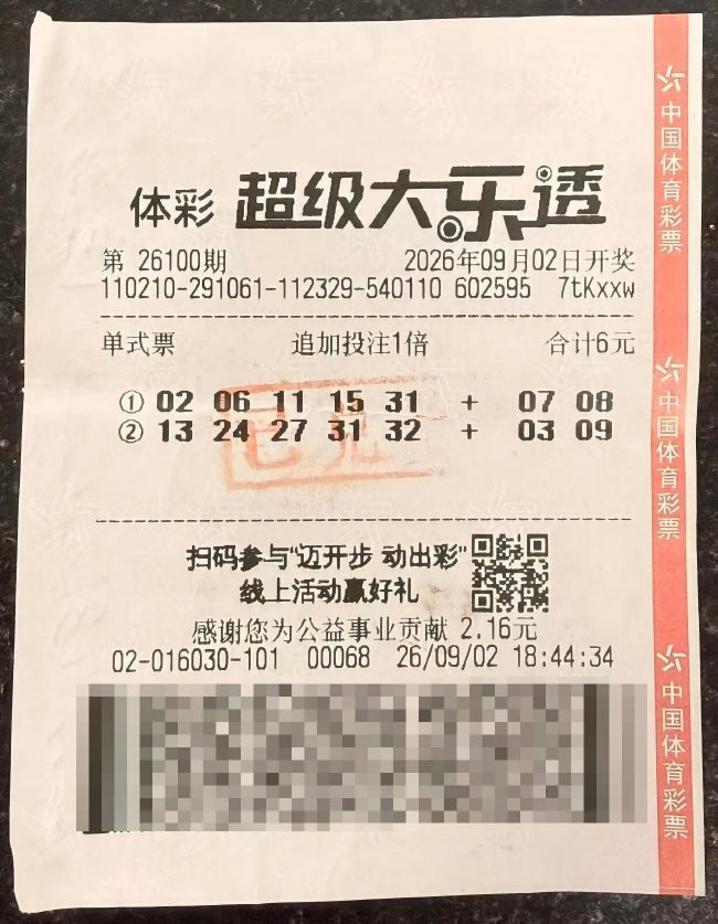 中奖彩票