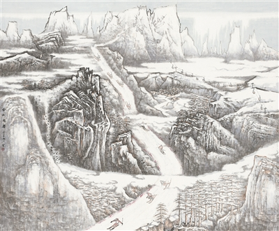 雪山飞鹰（中国画）　　何加林
