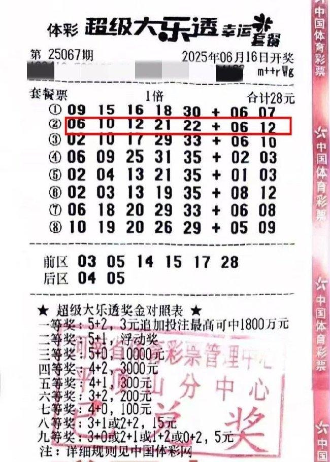 中奖彩票
