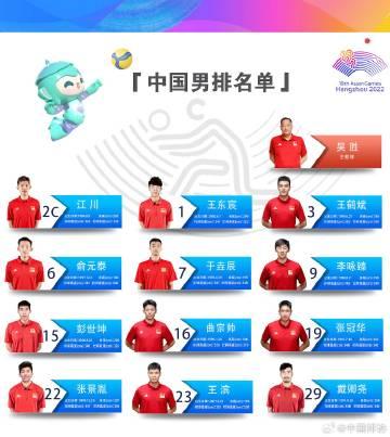 中国男排杭州亚运会12人名单 江川张景胤领衔出战！
