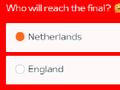 欧足联官网荷兰VS英格兰晋级比例:英格兰晋级53%