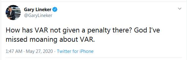 莱因克尔吐槽VAR：这都不给？