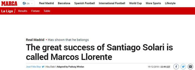 《马卡报》对马科斯-略伦特评价很高