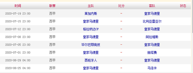 皇马未来8轮比赛对手
