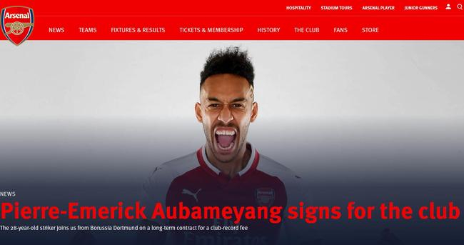 阿森纳宣布奥巴梅扬加盟