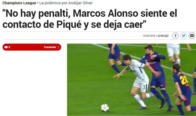 《马卡报》：那不是点球