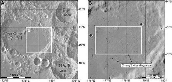 图片说明：嫦娥四号可能的着陆点 图片来源：网络