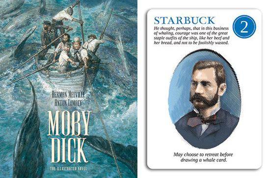 ▲ 星巴克命名来自于《白鲸记》（图左）里面的人物 Starbuck（图右）