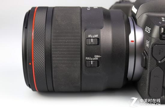 佳能RF 50mm&nbsp;f/1.2除了AF/MF拨杆，还具备对焦距离选择