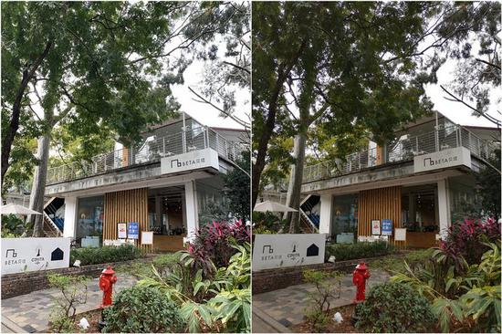 ▲&nbsp;iPhone XS Max（左）/ 荣耀 V20（右）样张