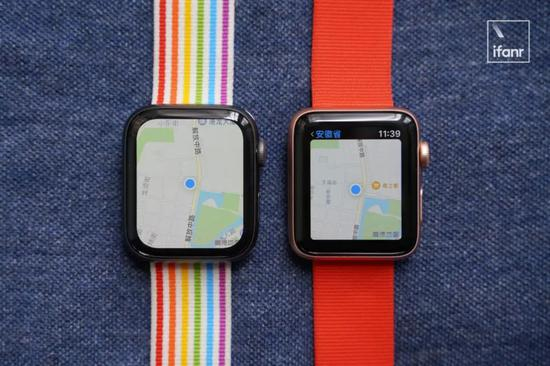 Apple Watch4和Apple Watch3屏幕大小对比