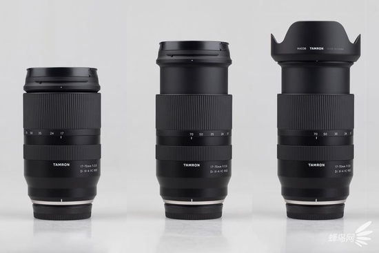 腾龙17-70mm F/2.8 Di III-A VC RXD（富士X卡口）不同状态下长度